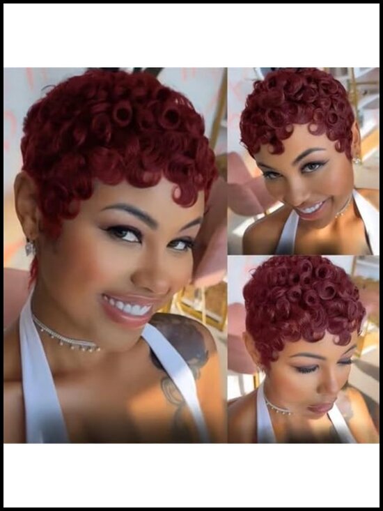 Pixie Cut Wig for Black Women Brazilian Curly Human Hair Glueless Short Layered